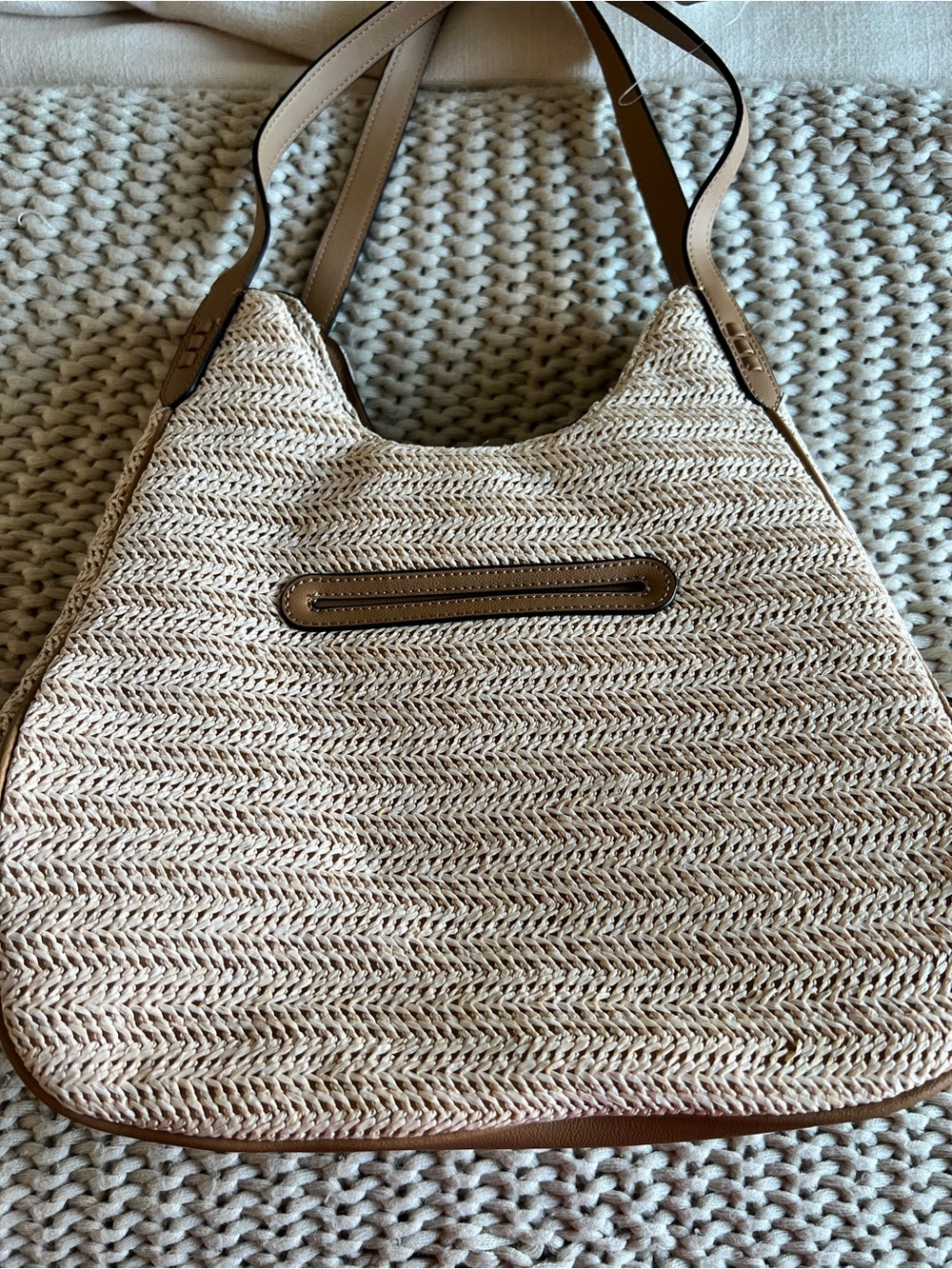 Style & Co. Straw Woven Shoulder Bag – Neutral Beige - Picture 3 of 6